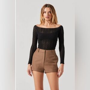 Astr Black Textured lace Blouse